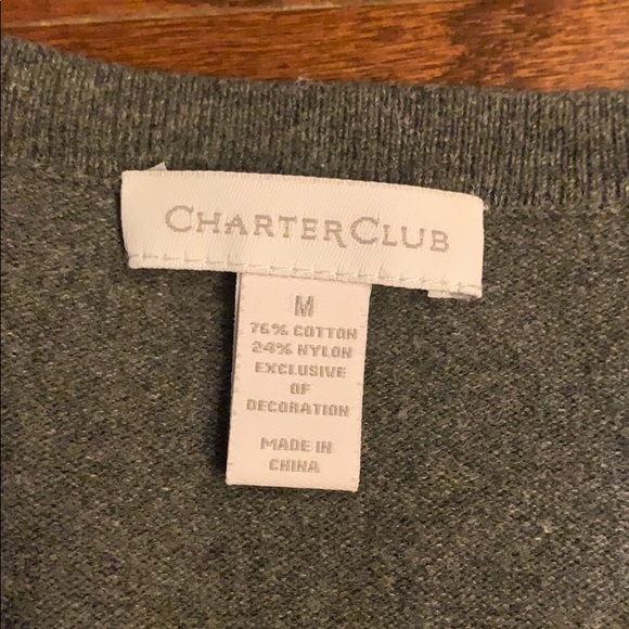 Charter Club Grey Cardigan Size M - Picture 2 of 4